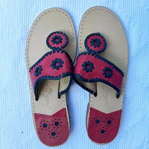 NEW Jack Rodgers "Palm Beach" red & navy leather sandals